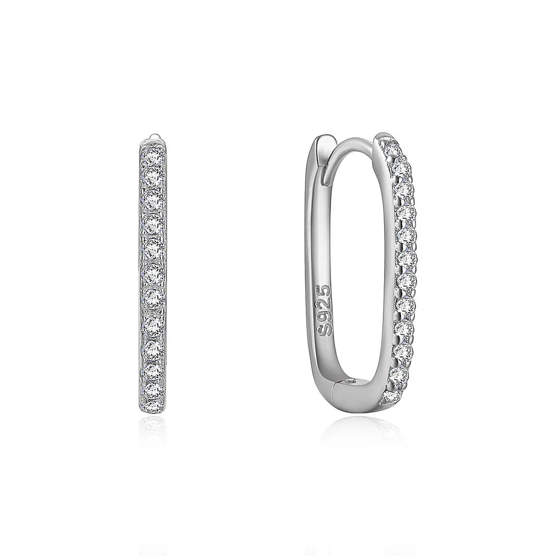 Hoop Earrings with Cubic Zirconia and Rhodium Finished – Diana