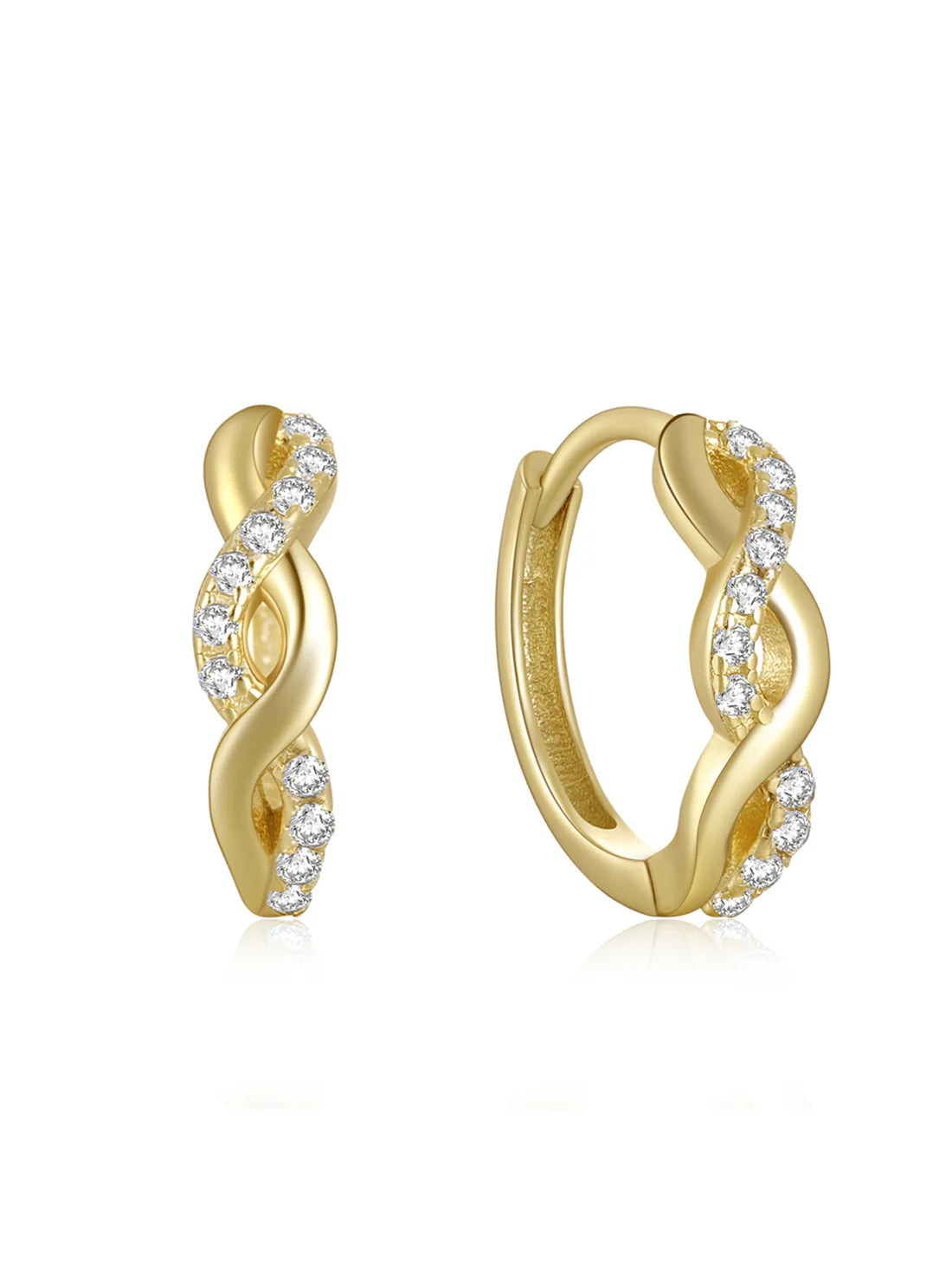 Huggie Hoop Earrings with Zirconia Crystals – Priscilla