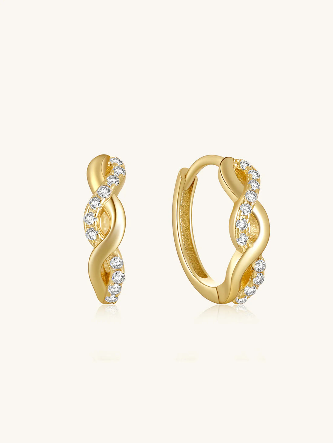 Huggie Hoop Earrings with Zirconia Crystals – Priscilla