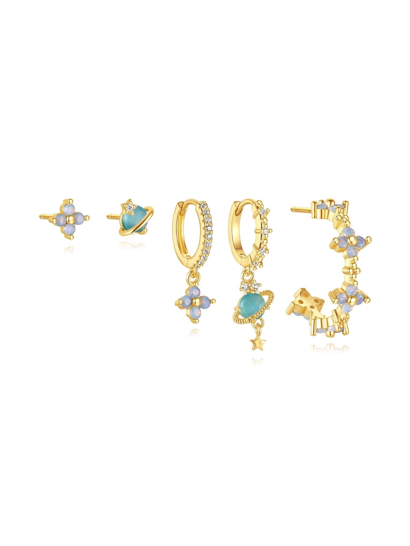 Elegant Flower Star Earrings with Cubic Zirconia - Joane