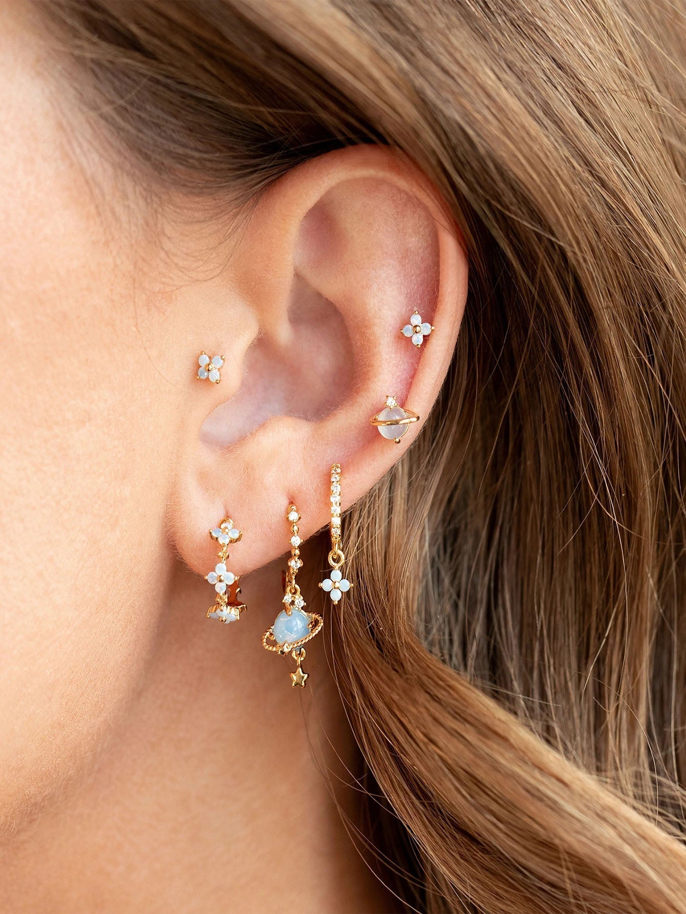 Elegant Flower Star Earrings with Cubic Zirconia - Joane