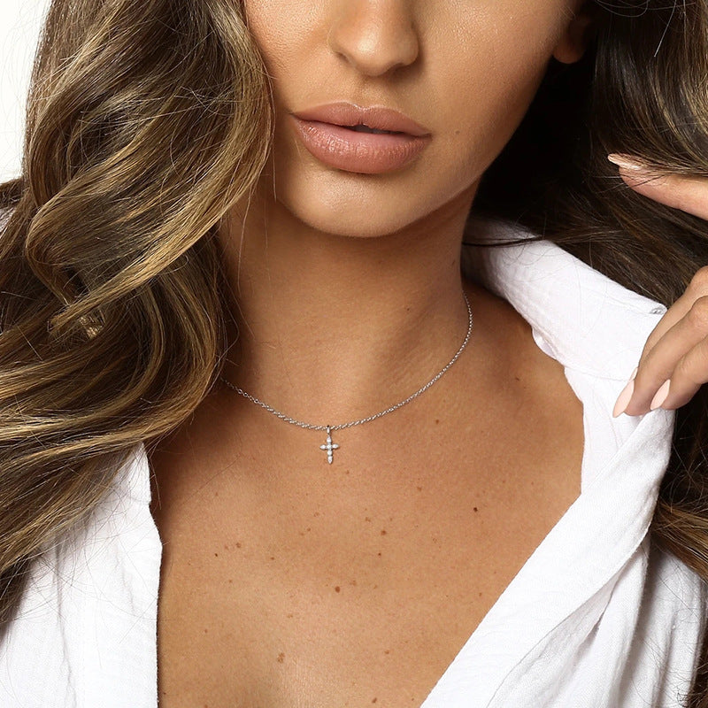 Elegant Adjustable Length Cross Necklace with Cubic Zirconia – Knody