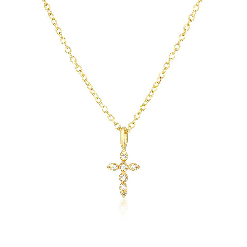 Elegant Adjustable Length Cross Necklace with Cubic Zirconia – Knody