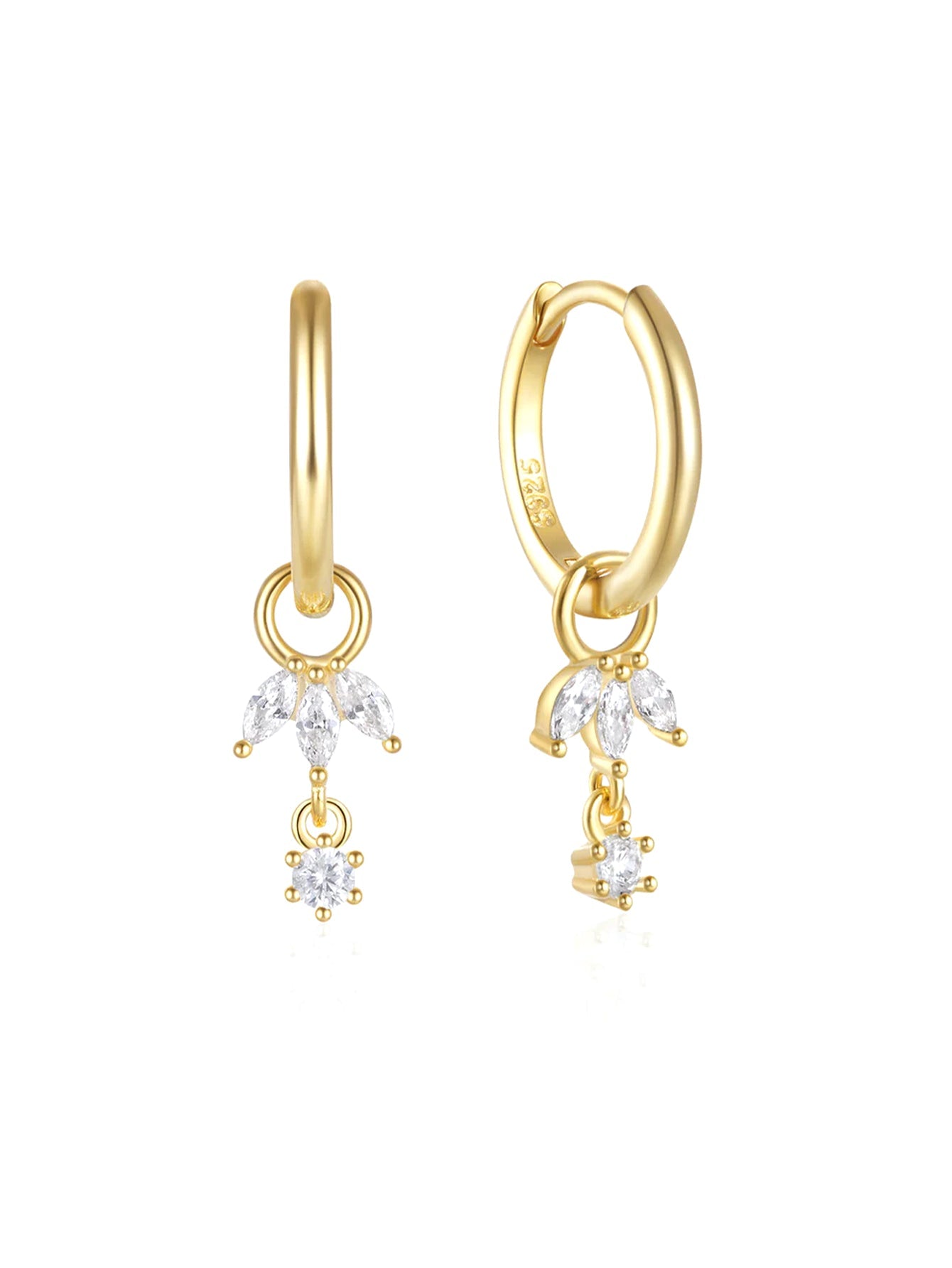 Flower Earrings with Cubic Zirconia –Maude