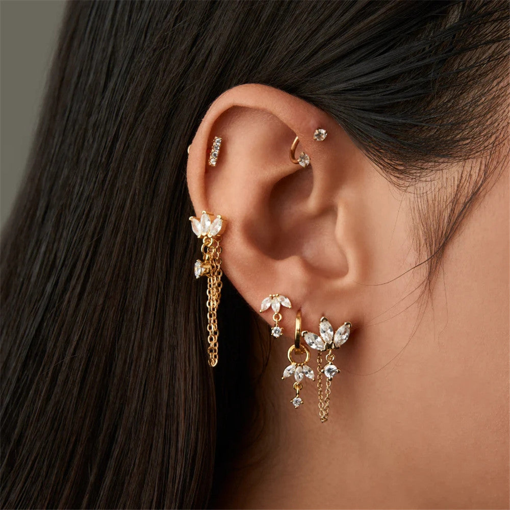 Flower Earrings with Cubic Zirconia –Maude