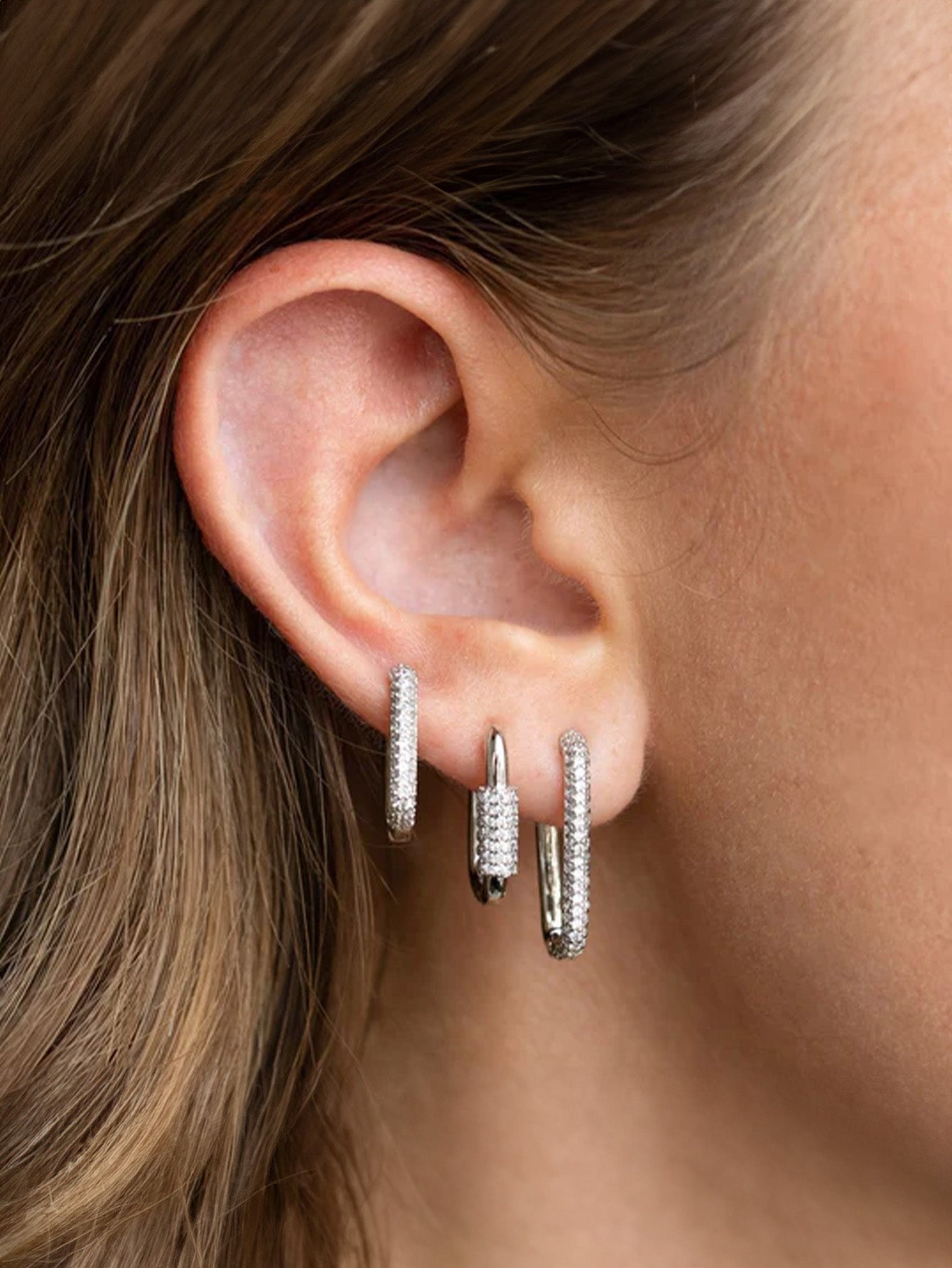 Stunning Geometric Earring Set with Cubic Zirconia –Barbara