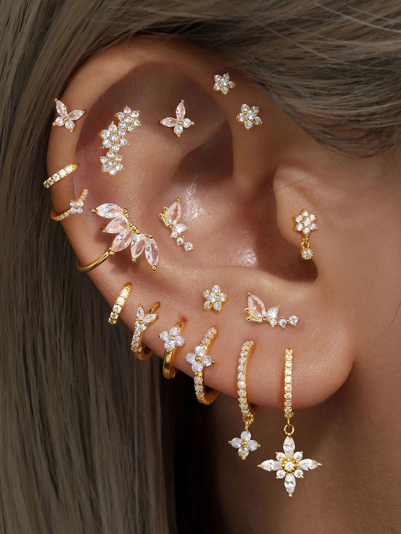 Butterfly Flower Earring Set with Zircon Stones – Reid