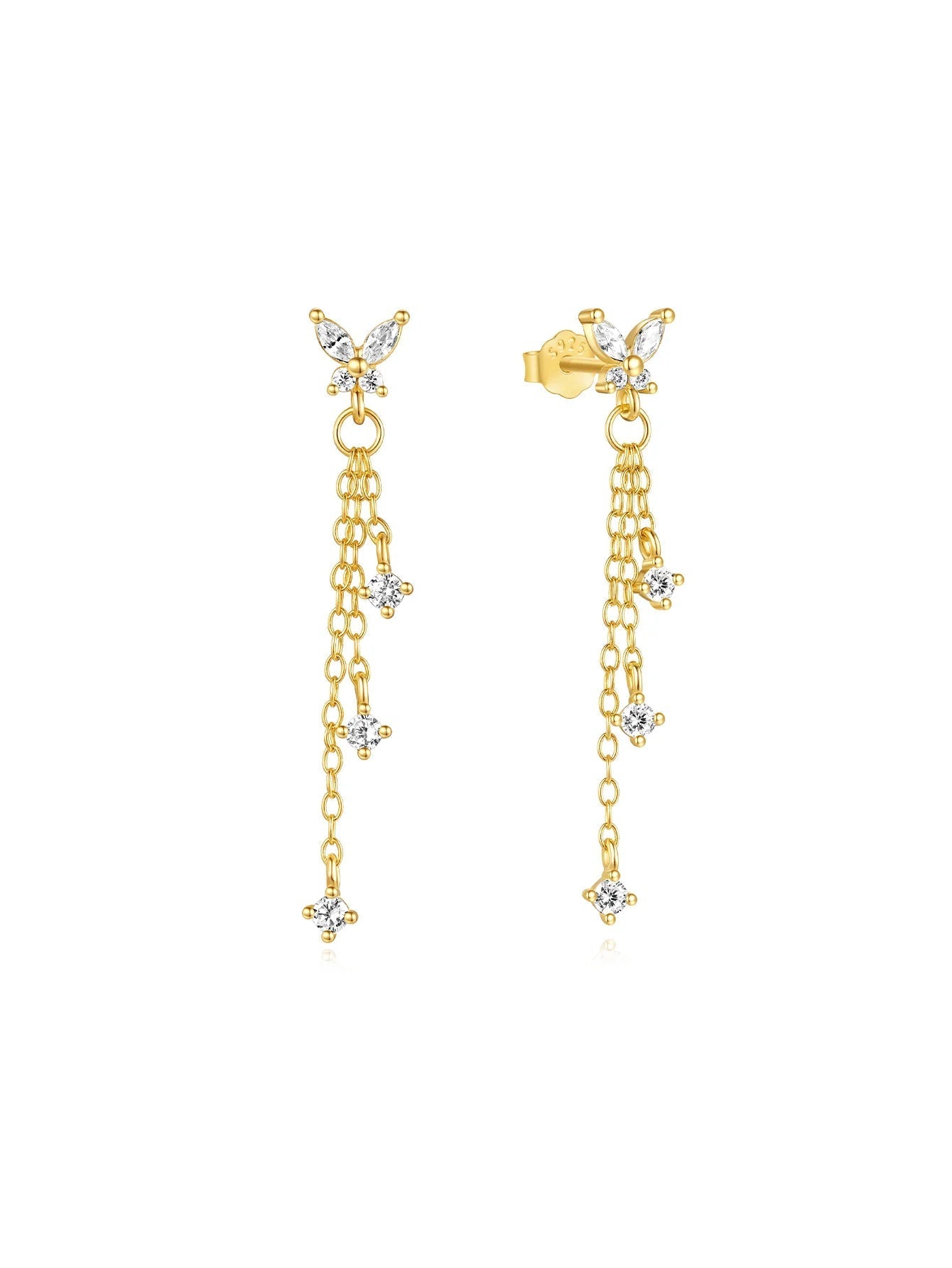 Butterfly Pendant Earrings with Zirconia – Mollie
