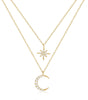 Double Layered Star and Moon Pendant Necklace - Symons