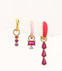 Earring Set with Pink Oil Drop Design and  Cubic Zirconia - Myrna