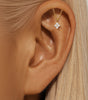 Flat Back Piercing Earring with Tassel Chain and Cubic Zirconia - Hille
