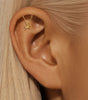 Flat Back Piercing Earring with Tassel Chain and Cubic Zirconia - Hille