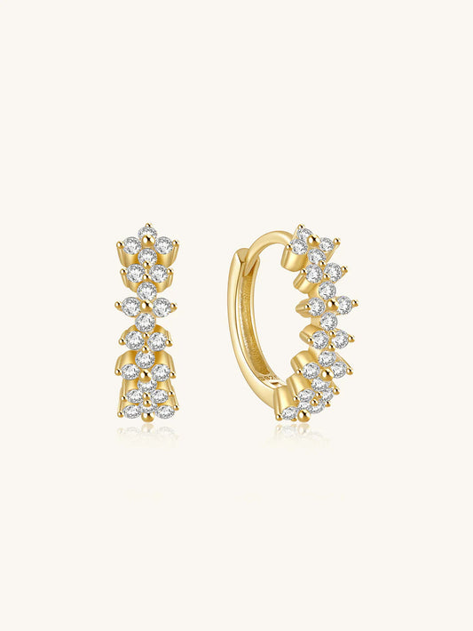 Flower Huggie Earrings with Ultra Shine Cubic Zirconia - Ellyn