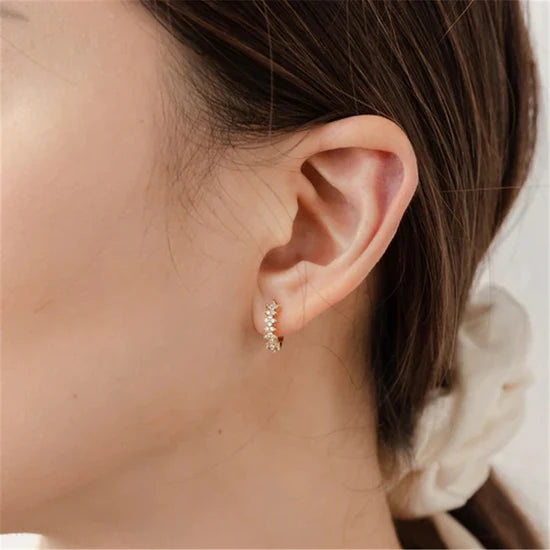 Flower Huggie Earrings with Ultra Shine Cubic Zirconia - Ellyn