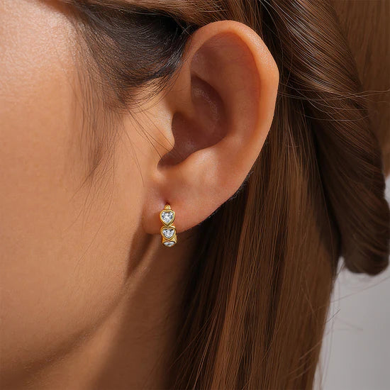 Heart Hoop Earrings with Cubic Zirconia – Joyce