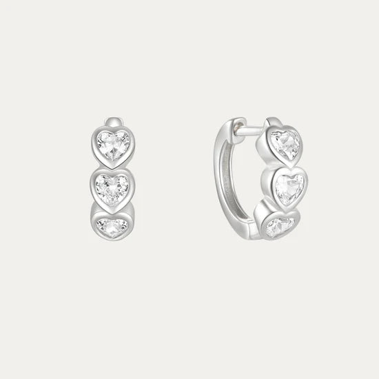Heart Hoop Earrings with Cubic Zirconia – Joyce