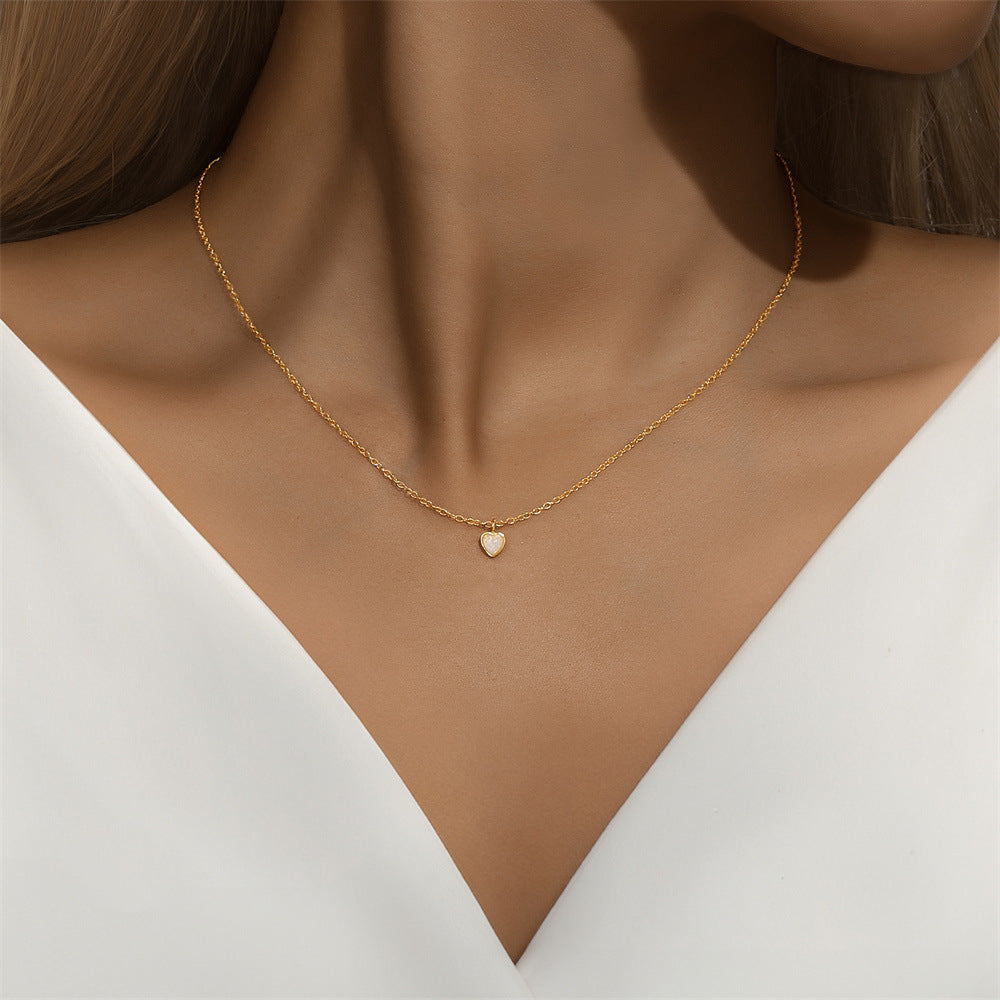 Heart Opal Necklace with Adjustable Length  – YETTA