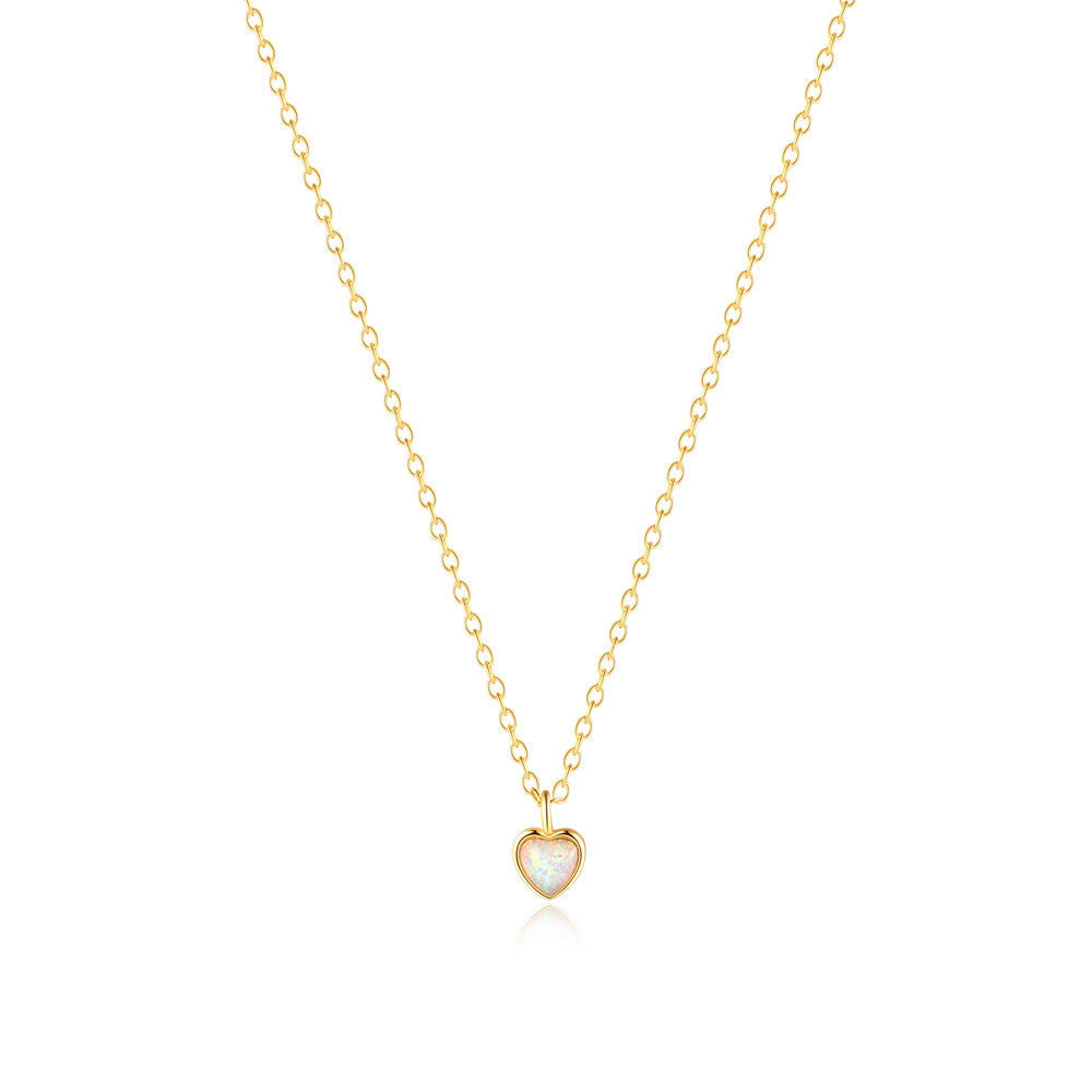 Heart Opal Necklace with Adjustable Length  – YETTA