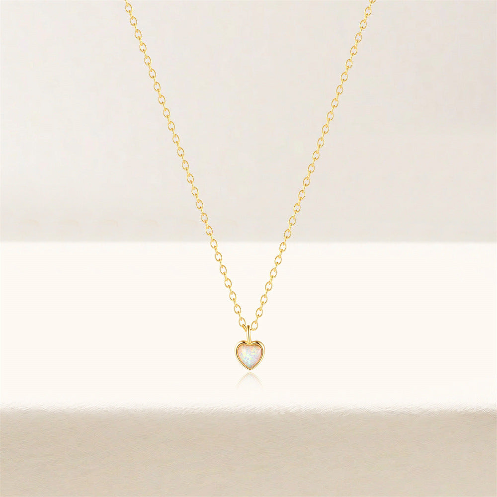 Heart Opal Necklace with Adjustable Length  – YETTA