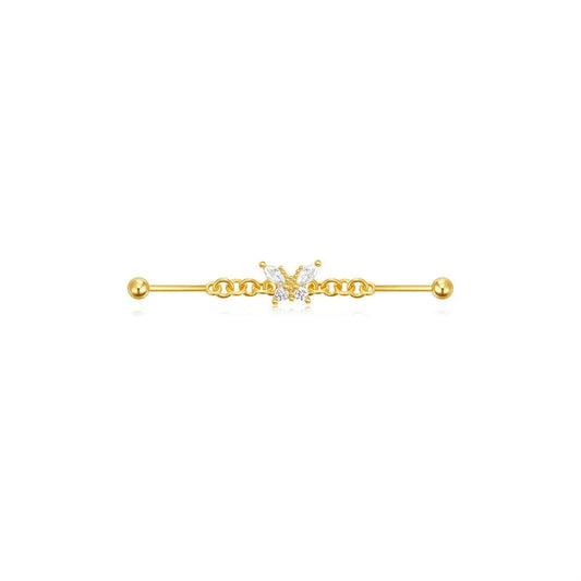 Industrial Barbell Piercing with Cubic Zirconia – Lucy