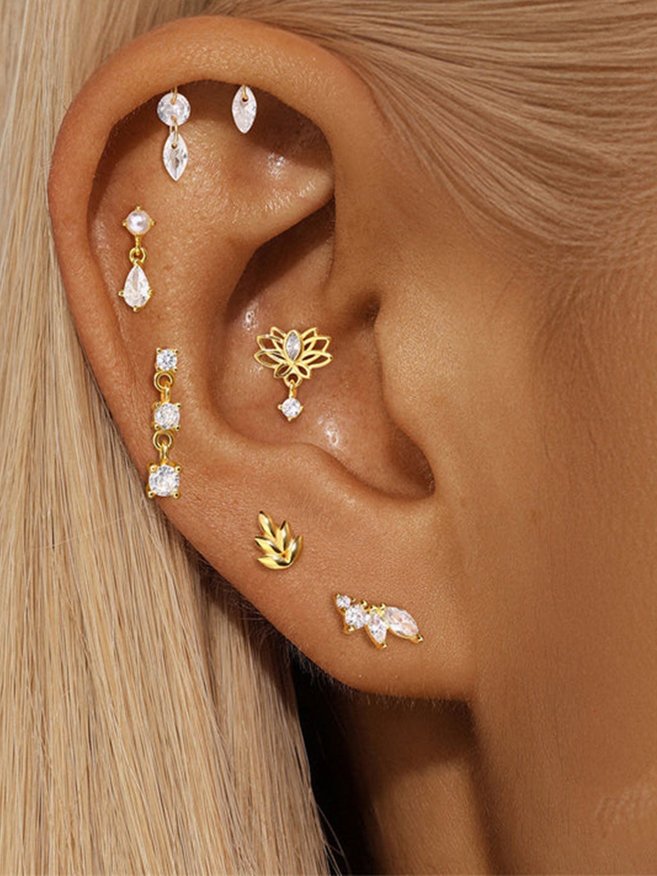 Water Drop Flatback Ear Stud Earrings with Cubic Zirconia – Lowe