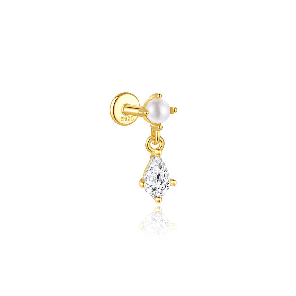 Water Drop Flatback Ear Stud Earrings with Cubic Zirconia – Lowe