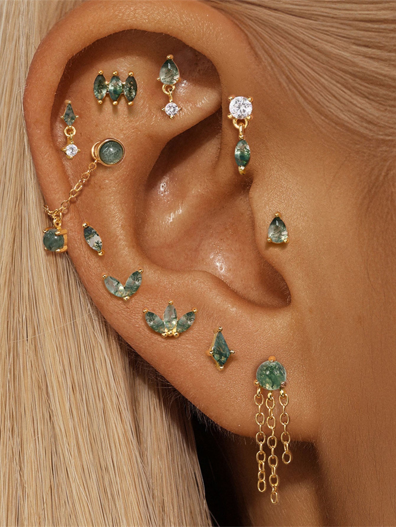 Water Grass Agate Ear Piercing Stud – Darcey