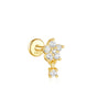 Waterproof Flower and Star Moon Stud Earrings with Cubic Zirconia - Zephora