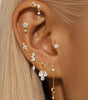 Waterproof Flower and Star Moon Stud Earrings with Cubic Zirconia - Zephora