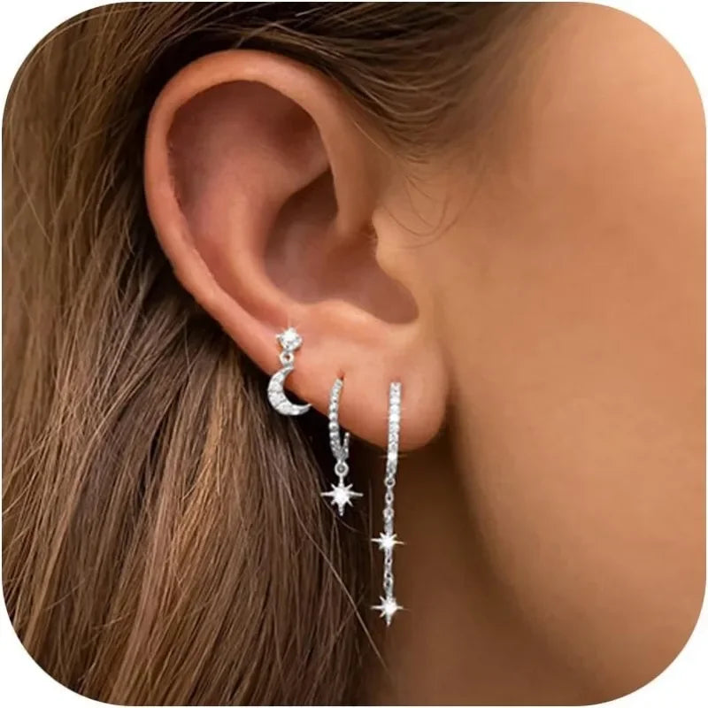 Celestial Moon and Star Jewelry Set with Cubic Zirconia -  Cicely