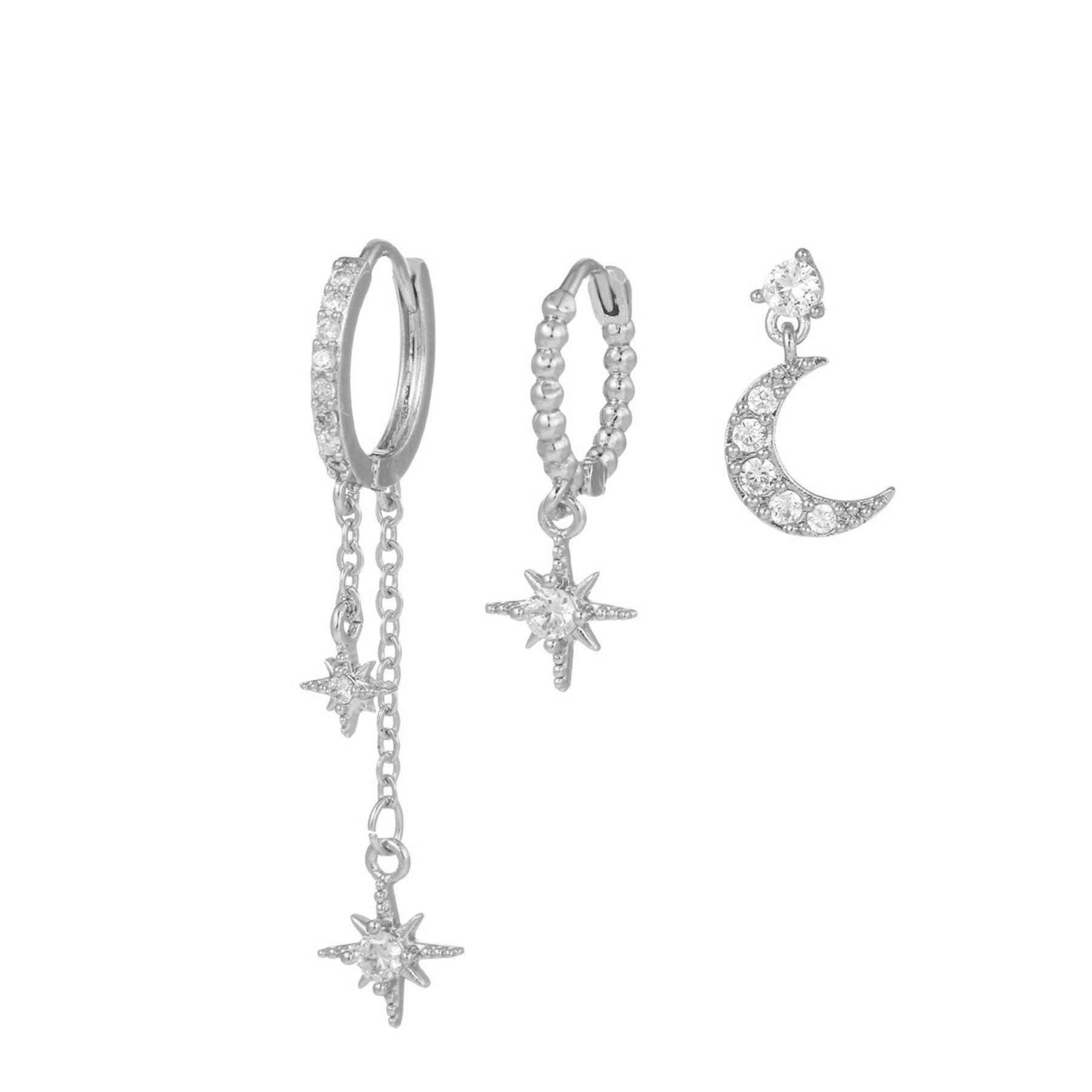 Celestial Moon and Star Jewelry Set with Cubic Zirconia -  Cicely