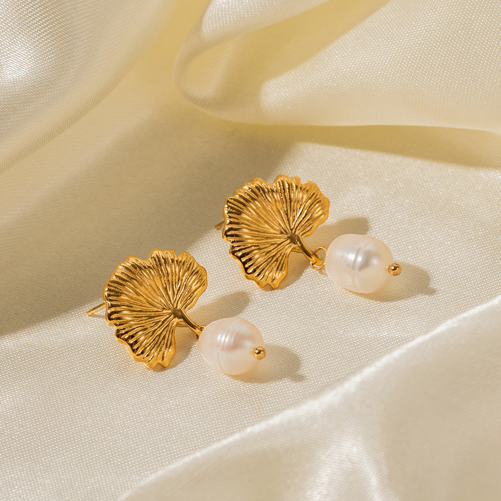Elegant 18K Gold Plated Pearl Earrings –  Ginter