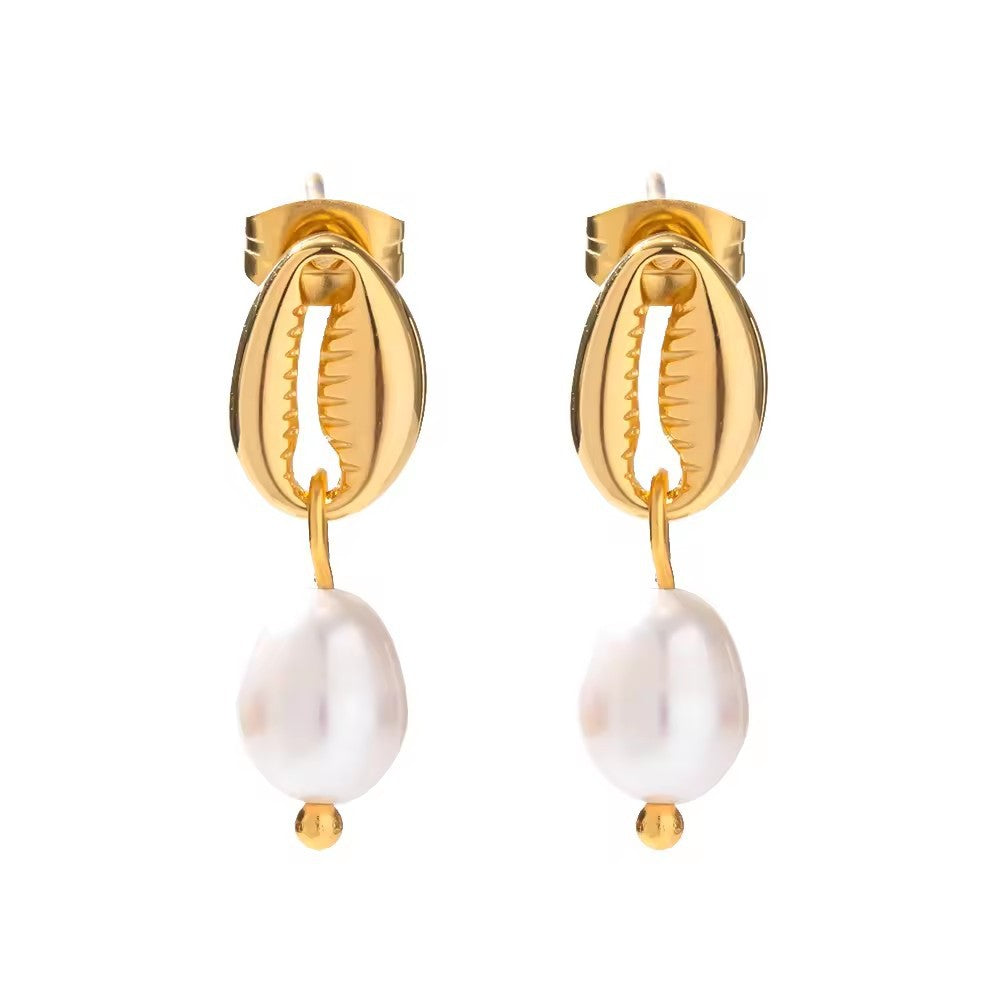 Elegant 18K Gold Plated Pearl Earrings –  Ginter