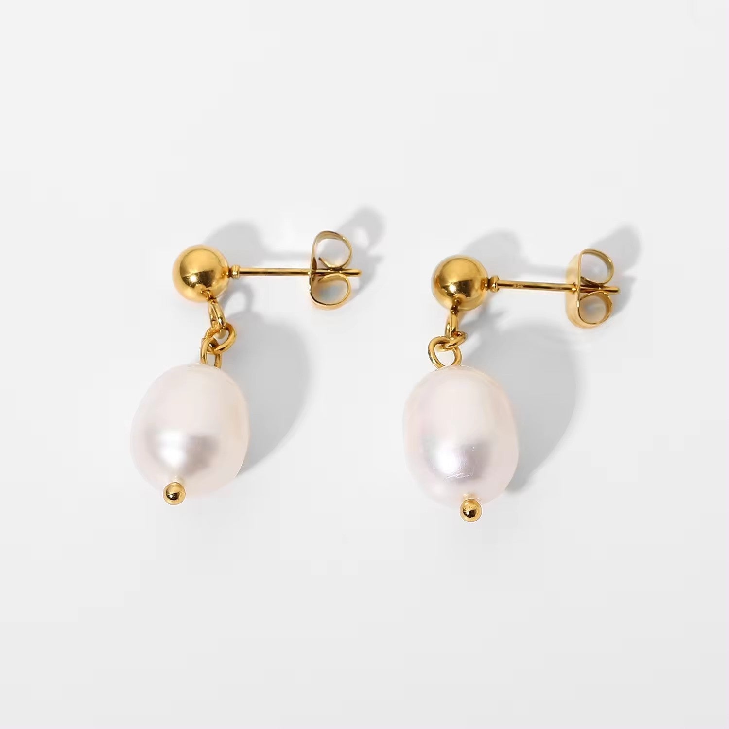 Elegant 18K Gold Plated Pearl Earrings –  Ginter