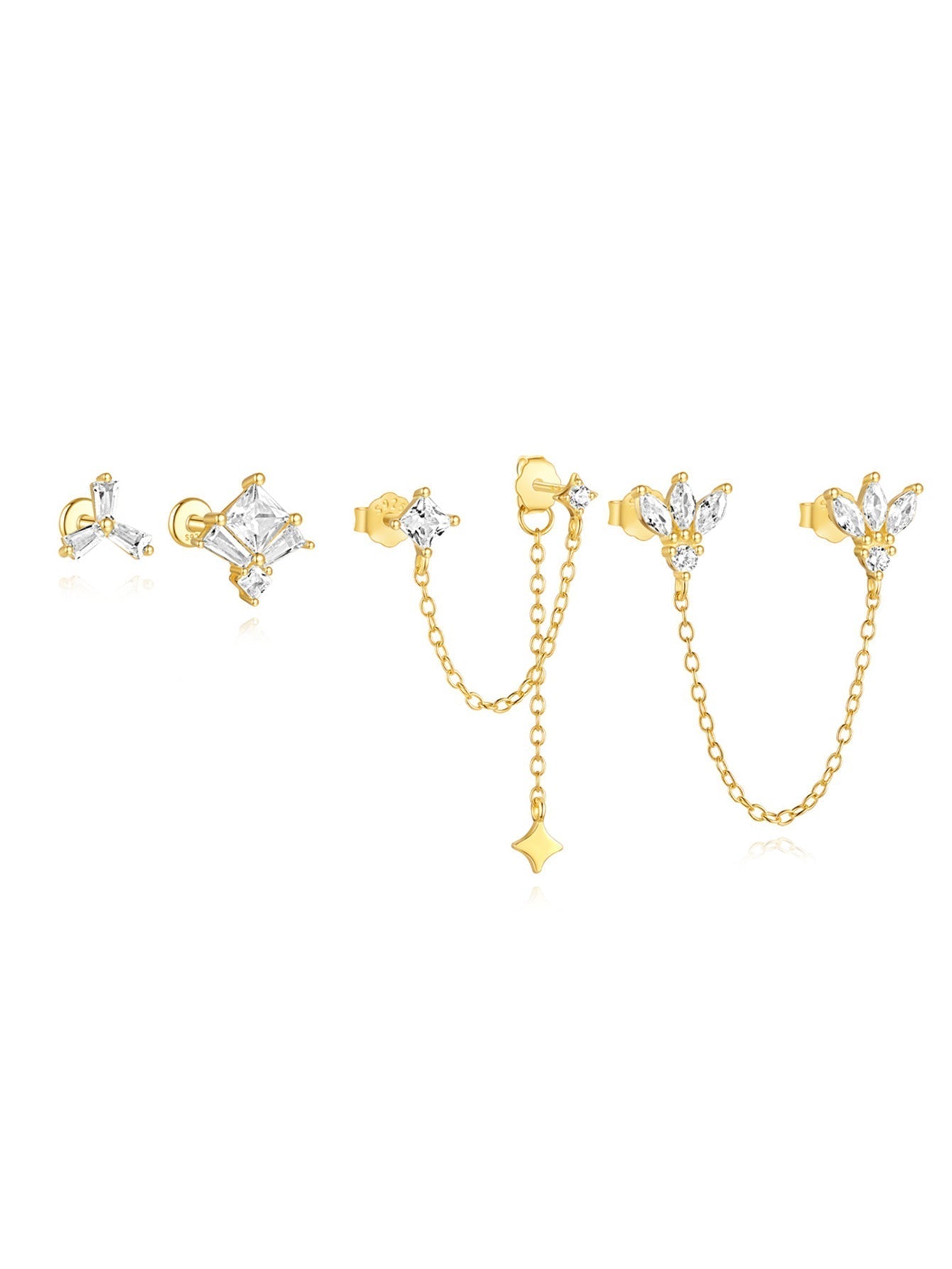 Elegant Clover Pendant Earrings with Cubic Zirconia - Sayer