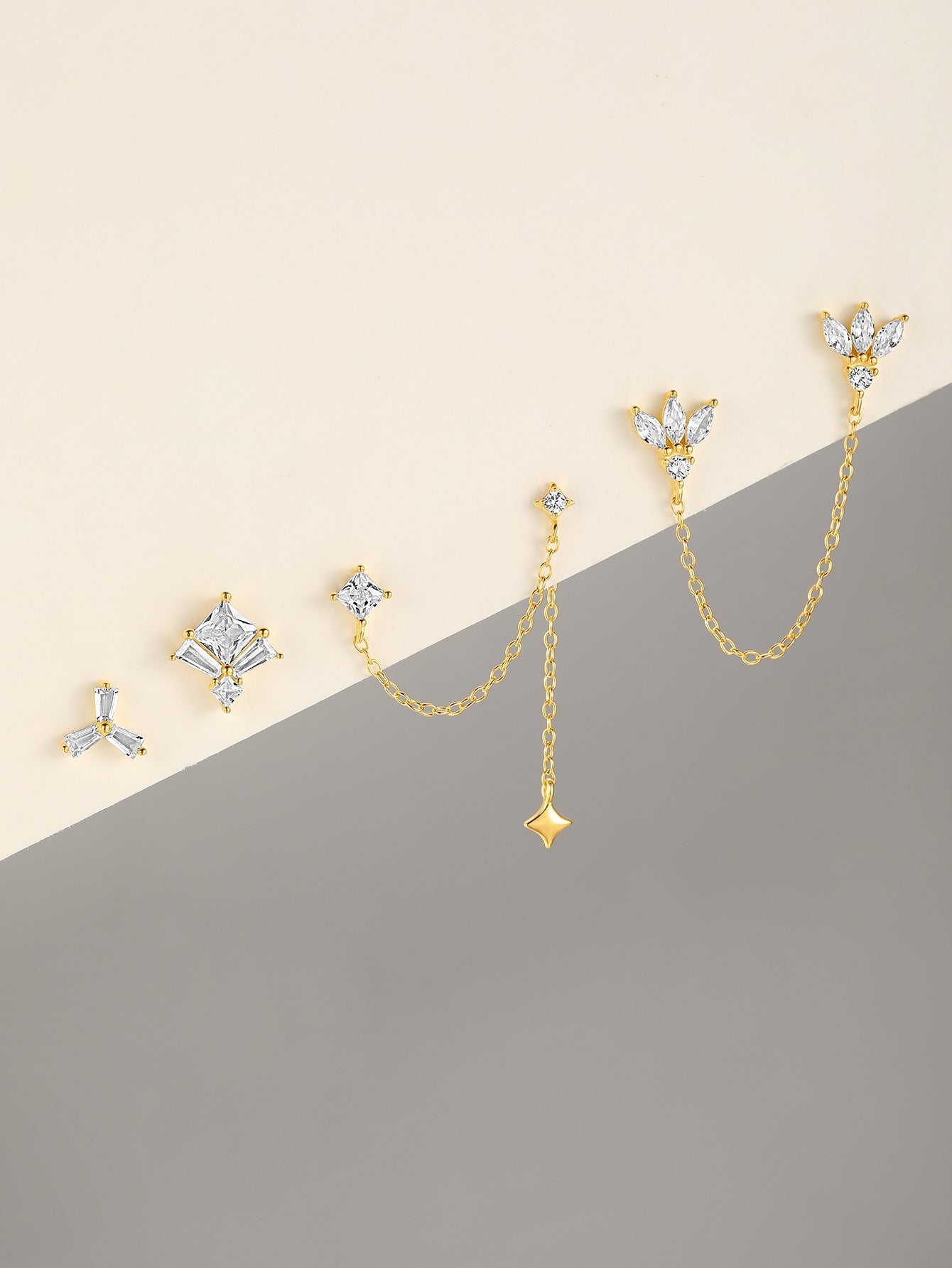 Elegant Clover Pendant Earrings with Cubic Zirconia - Sayer