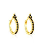 Elegant Flower Stud Earrings with Shiny Obsidian and  Cubic Zirconia - Hopkins