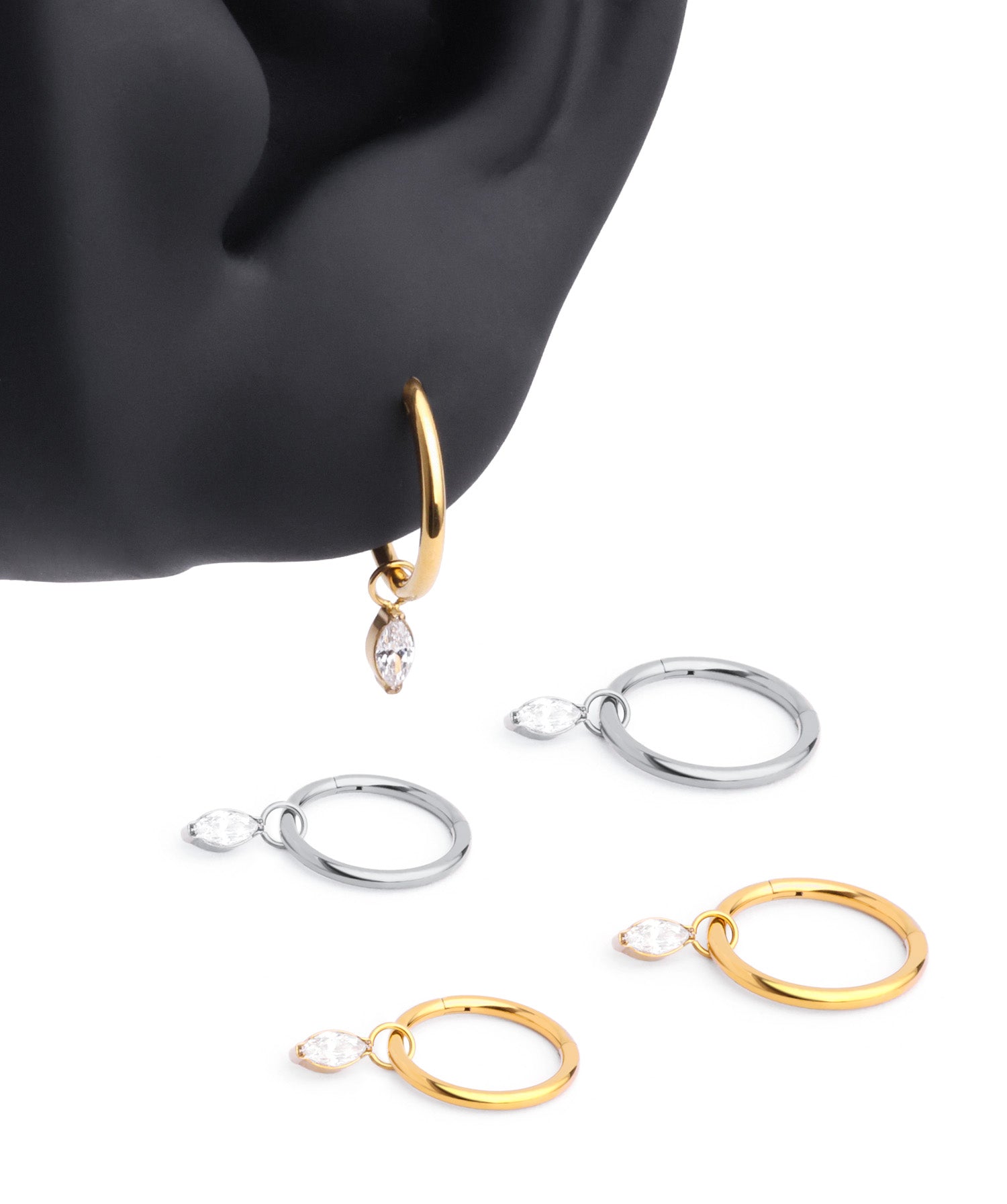 Waterproof Marquise Dangle Earrings with Cubic Zirconia – Lydia