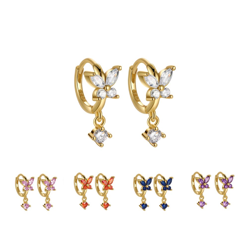 Butterfly Huggie Earrings with Cubic Zirconia - Marye
