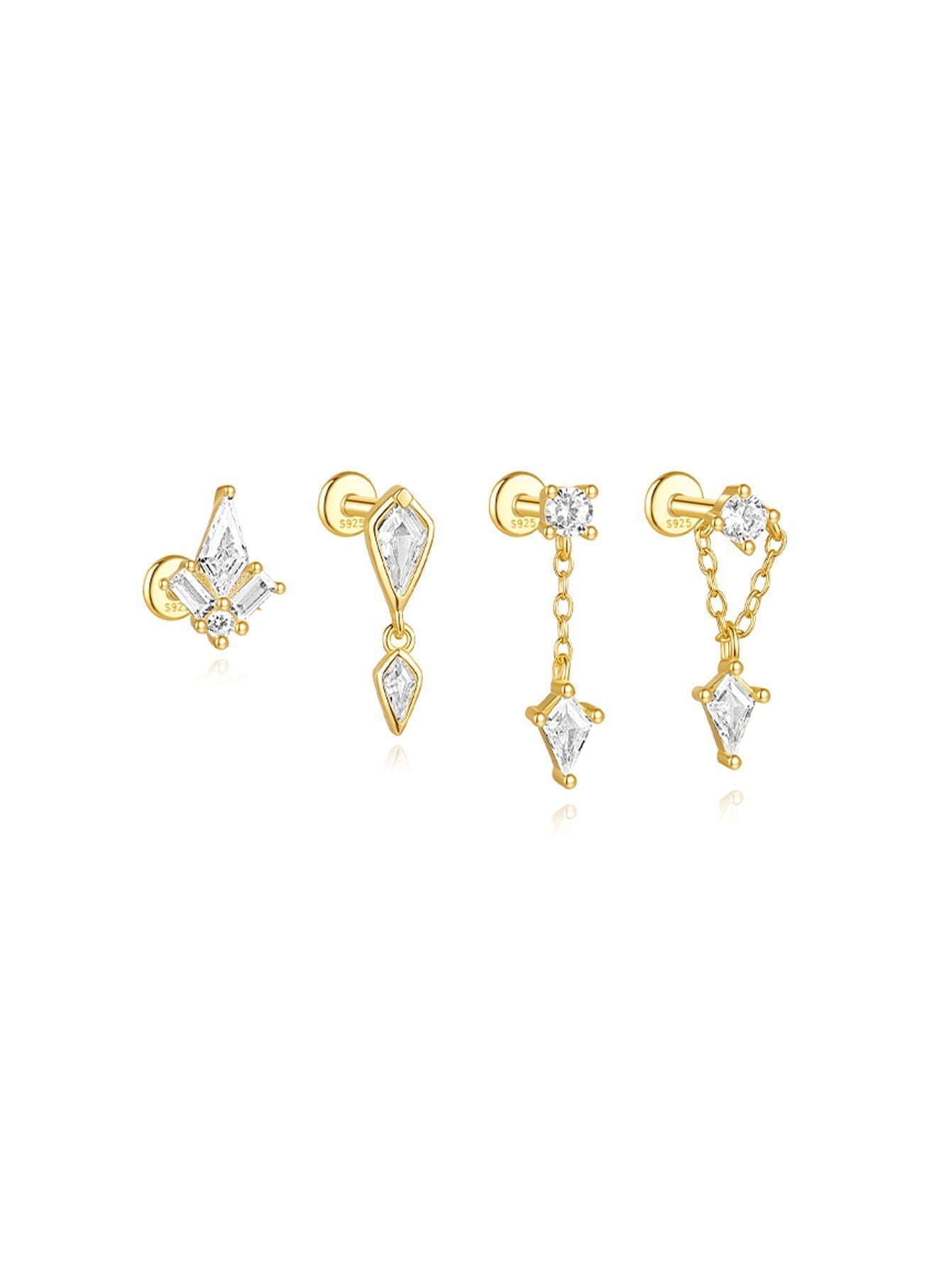 Flatback Earrings with Gold and Zircon – Isabell