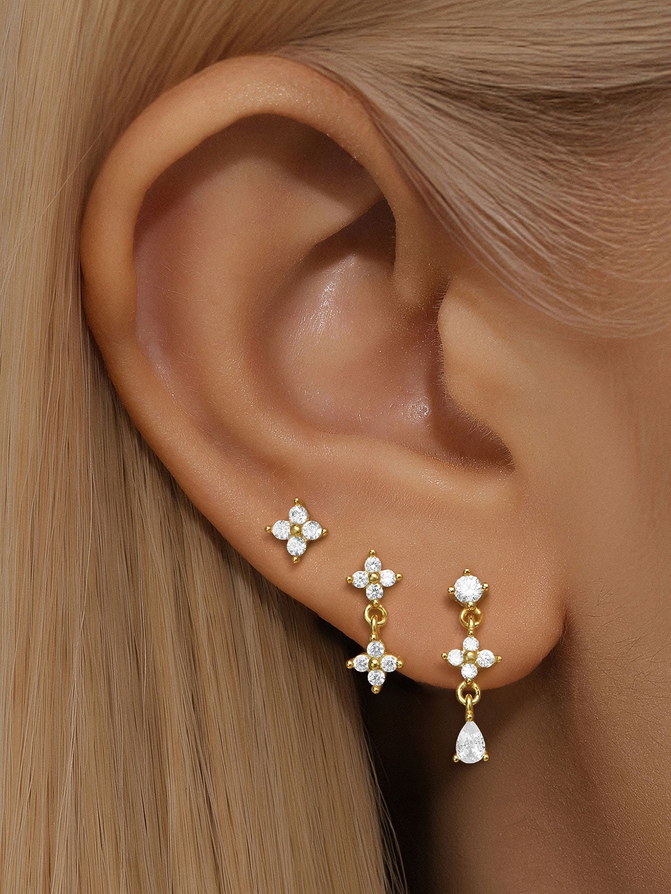 Flower Pendant Earrings with Cubic Zirconia – Lettice