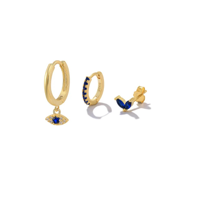 Hypoallergenic Blue Eye Earrings Set – Annabel