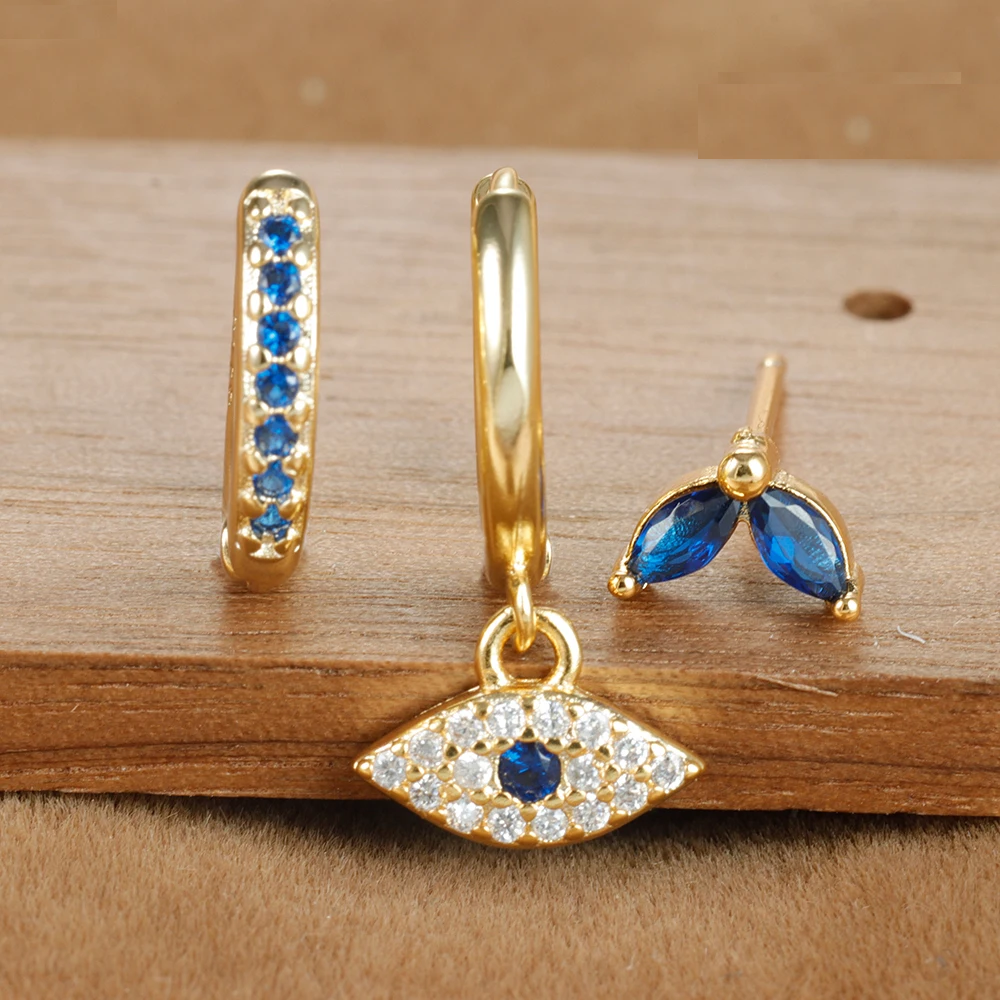Hypoallergenic Blue Eye Earrings Set – Annabel
