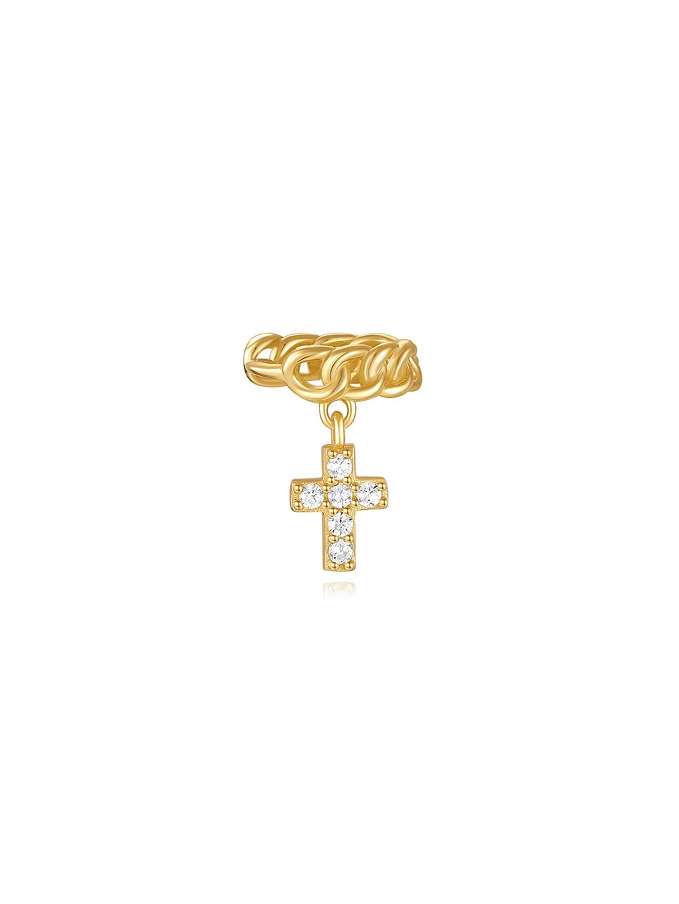 Cross Tassel Pendant Earrings with Cubic Zirconia - Ruth