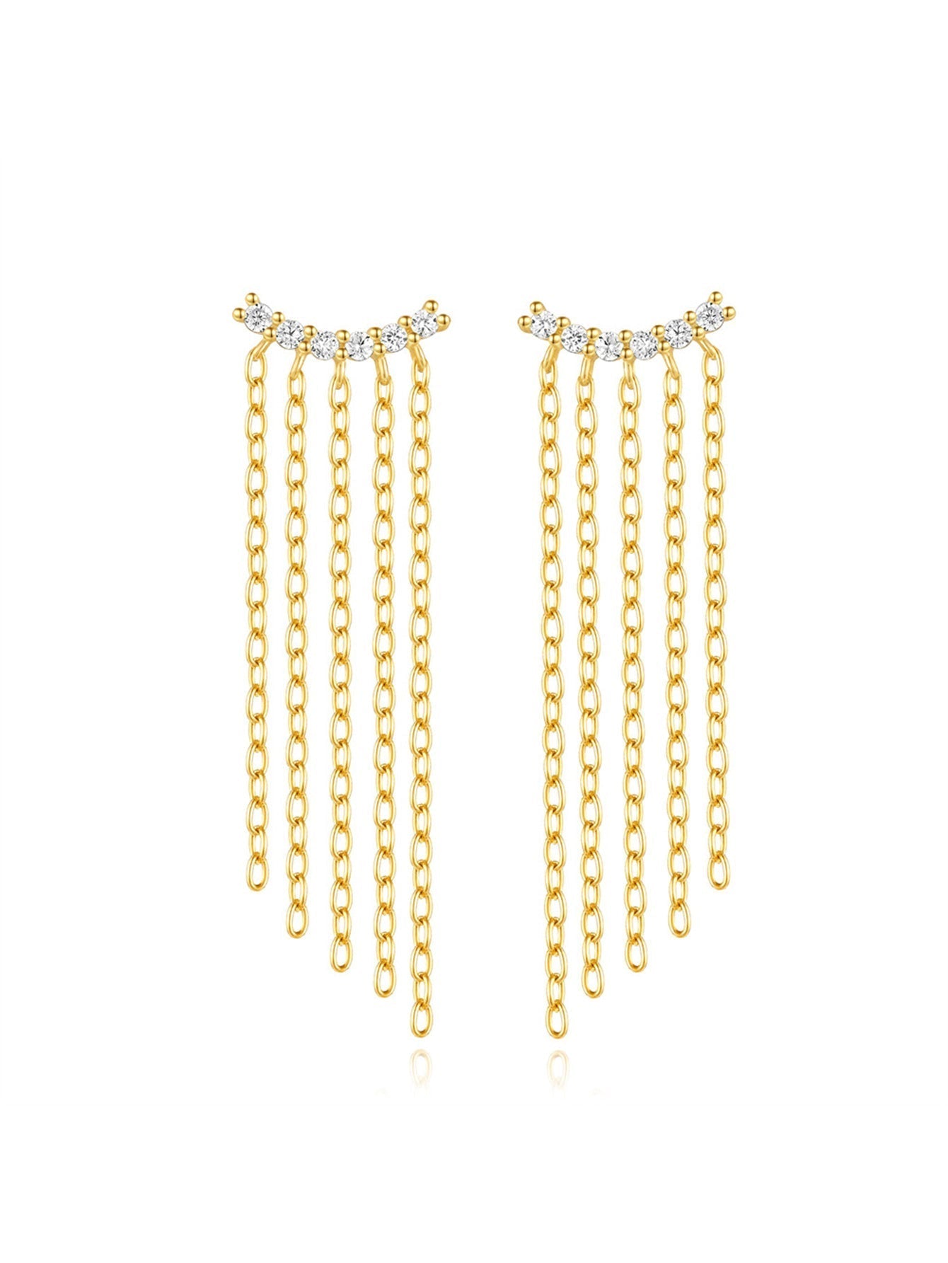Cross Tassel Pendant Earrings with Cubic Zirconia - Ruth