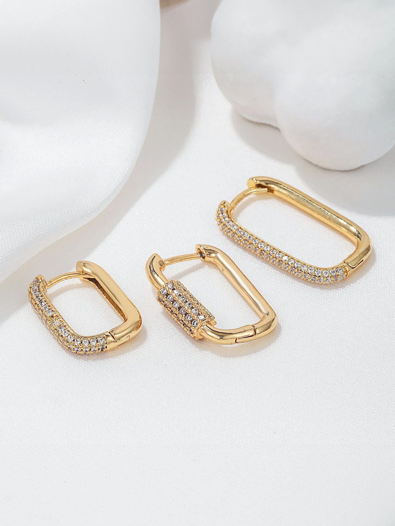 Stunning Geometric Earring Set with Cubic Zirconia –Barbara